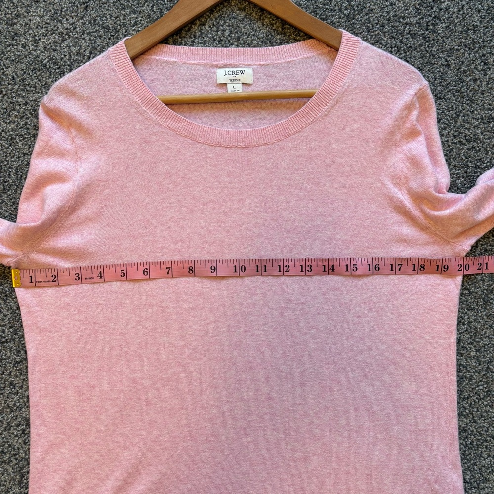 J Crew Light Pink Teddie Sweater Lightweight Long Sleeves Closet Staple - Large - Picture 5 of 9